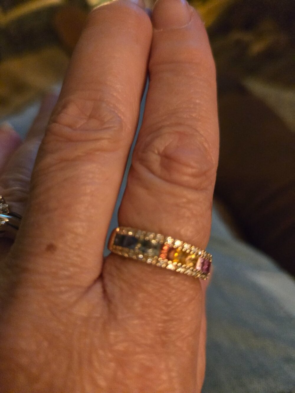 Effy 14K Yellow Gold Rainbow Sapphire Ring - Picture 2 of 2